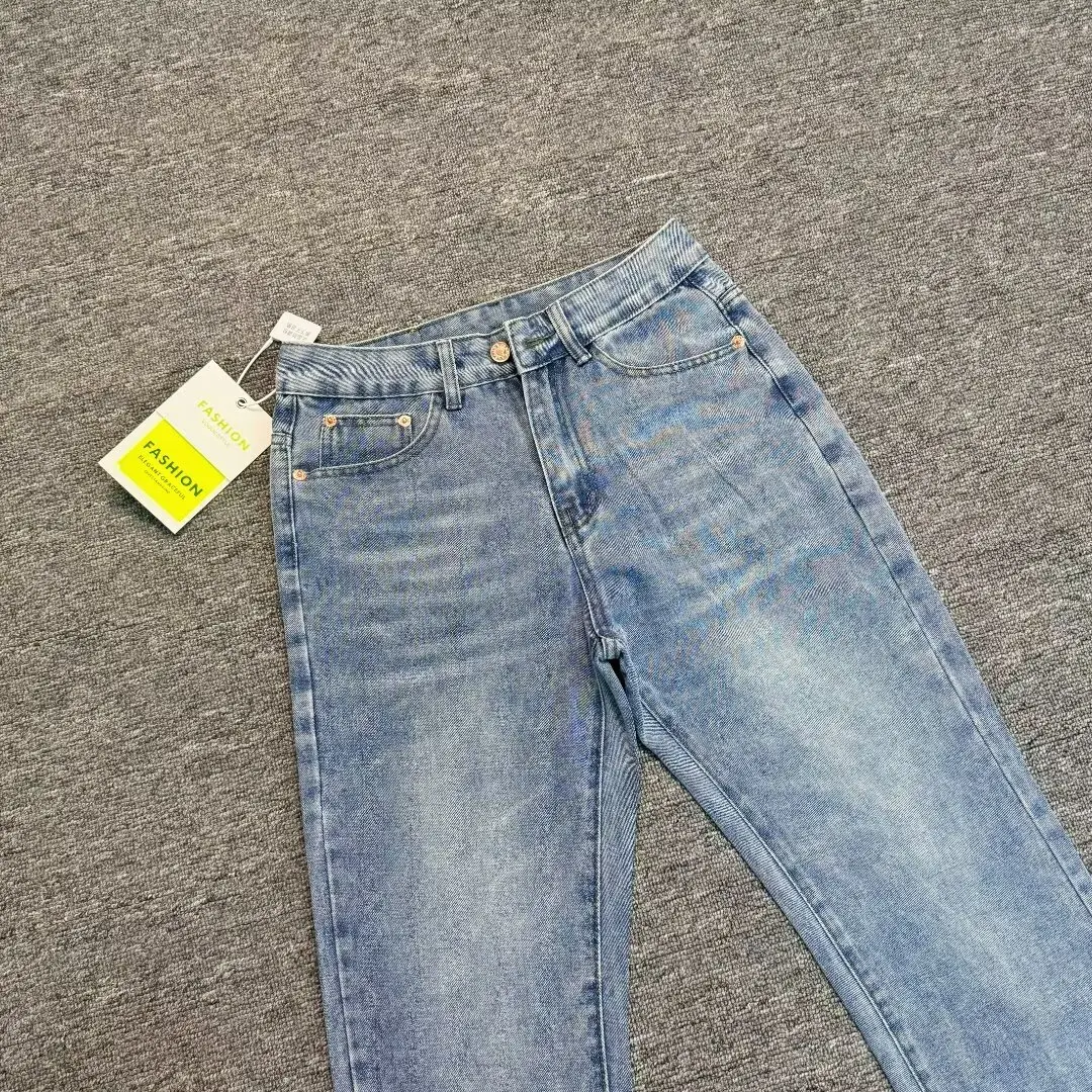 

Мужские джинсы-клеш в стиле ретро, винтажные, светло-голубые, модель 57, с эффектом потертости, молодежные, модные, длинные брюки