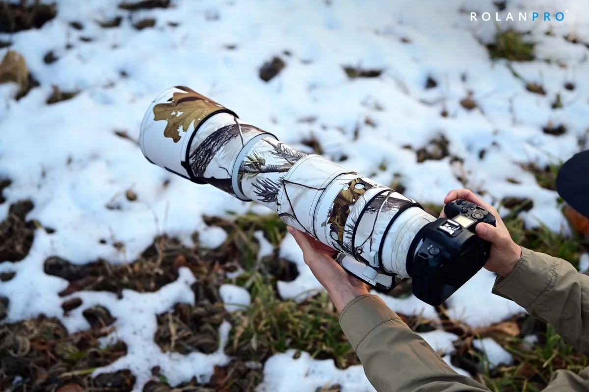 ROLANPRO wodoodporny płaszcz obiektywu do Canon RF 200-800mm F6.3-9 IS USM kamuflaż osłona przeciwdeszczowa obiektyw futerał ochronny rękaw na broń — zdjęcie produktu 6