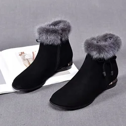 Non Slip Thick Plush Snow Boots Women Faux Suede Fur Winter Boots Woman Warm Cotton Padded Shoes Platform Ankle Botas Mujer 2024