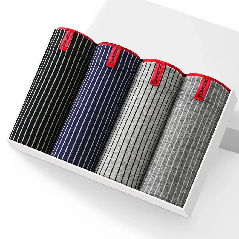 

4X Men's Office Underwear - Cotton U-Convex Boxers | Anti-Ride Up Striped Design 2XL-6XL Bulk Pack