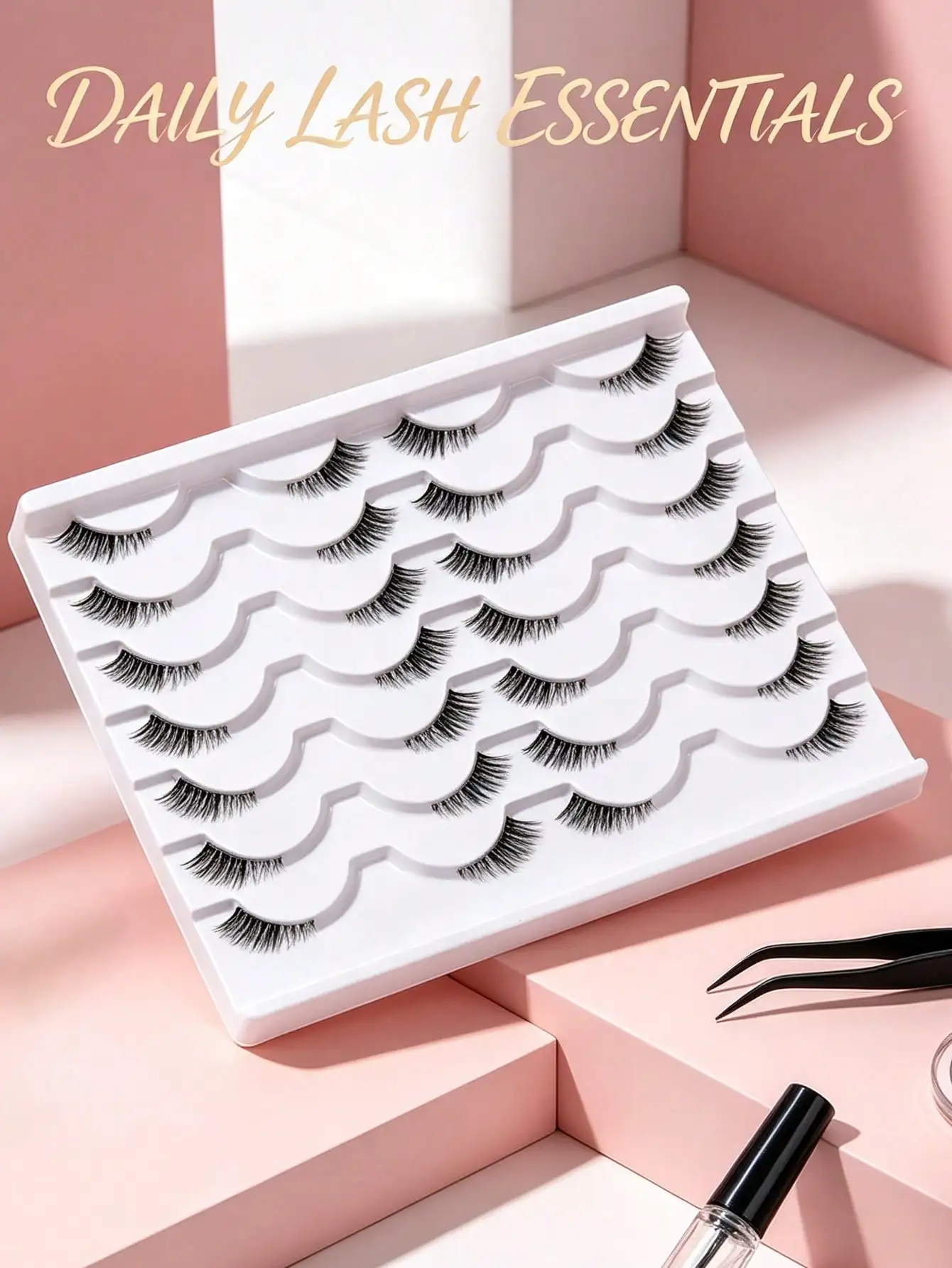 14 Paar transparente, halbseitige, künstliche Wimpern im Glitzer-Stil, leicht, wiederverwendbar, mit unsichtbarem Band, für das tägliche Make-up. – Detail 5