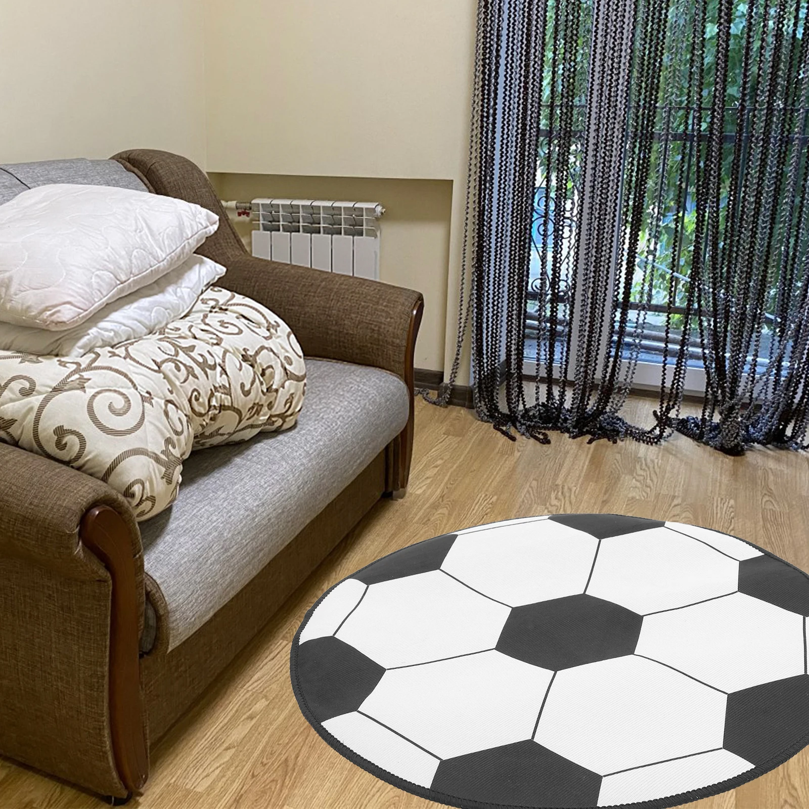 

Football Computer Chair Mat Cartoon Carpet Room Decor Soccer Rug for Bedroom Household Round Indoor Pad