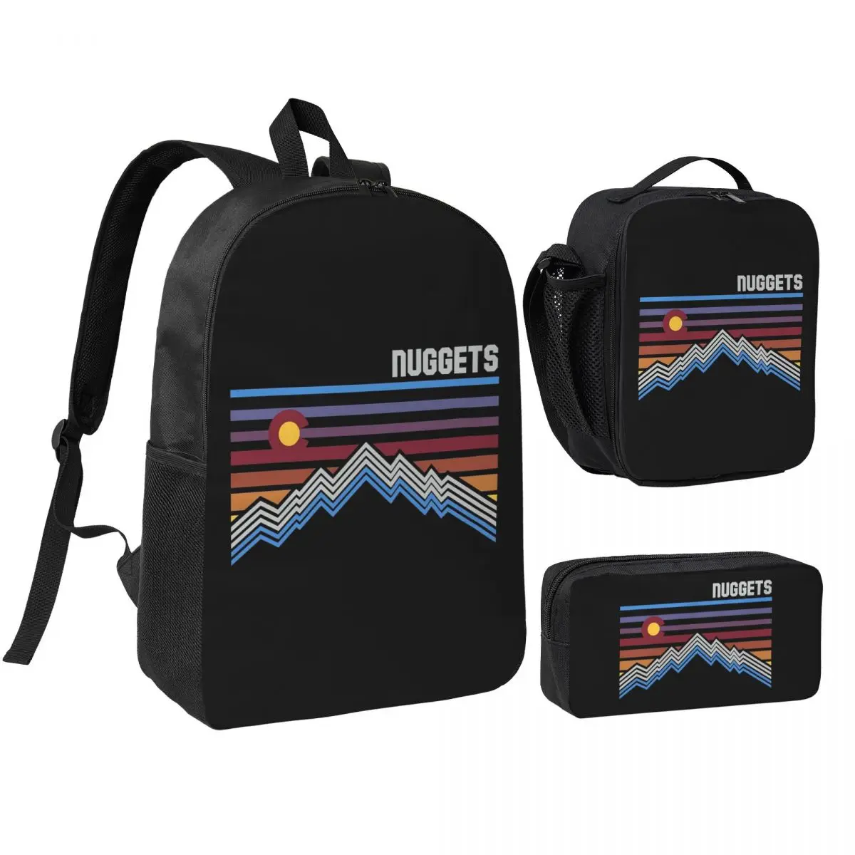 

Denver Nuggets Backpack Boys Girls BookBag School Bag Shoulder Bags 3ps Insulated Lunch Bag Pencil Case