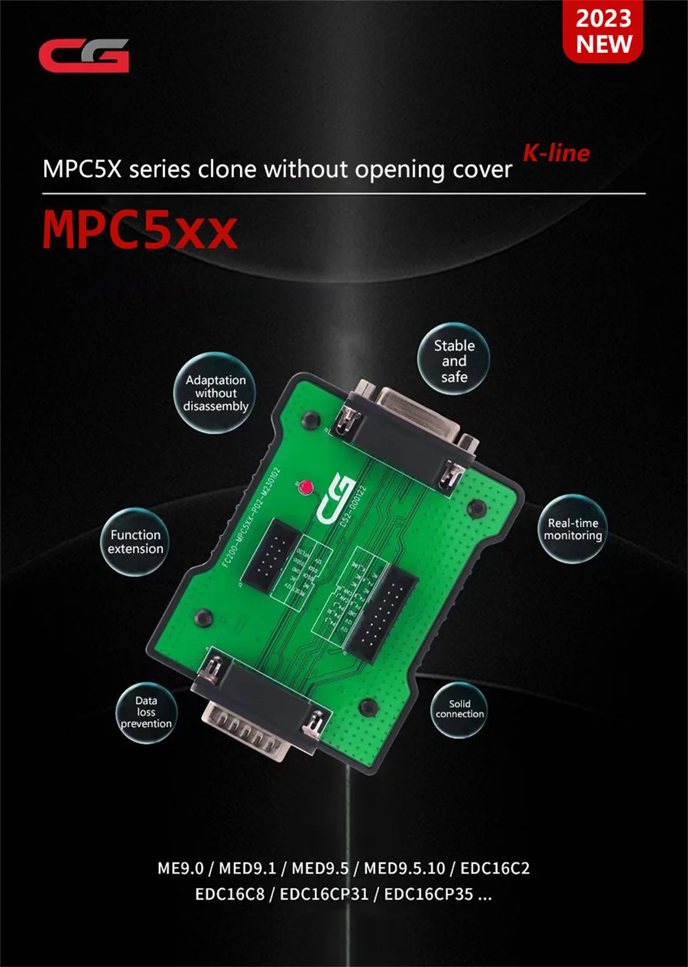 CG FC200 MPC5XX Adapter FC200-MPC5XX-P02-M230102 for BOSH MPC5xx Read/Write Data on Bench Support EDC16/ ME9.0/ MED9.1/ MED9.5