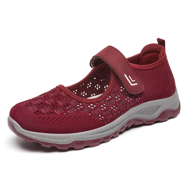 Mom 2024 Summer New Mesh Cloth Old Beijing Cloth Shoes Middle and Elderly Walking Soft Sole Elderly Driving Shoes