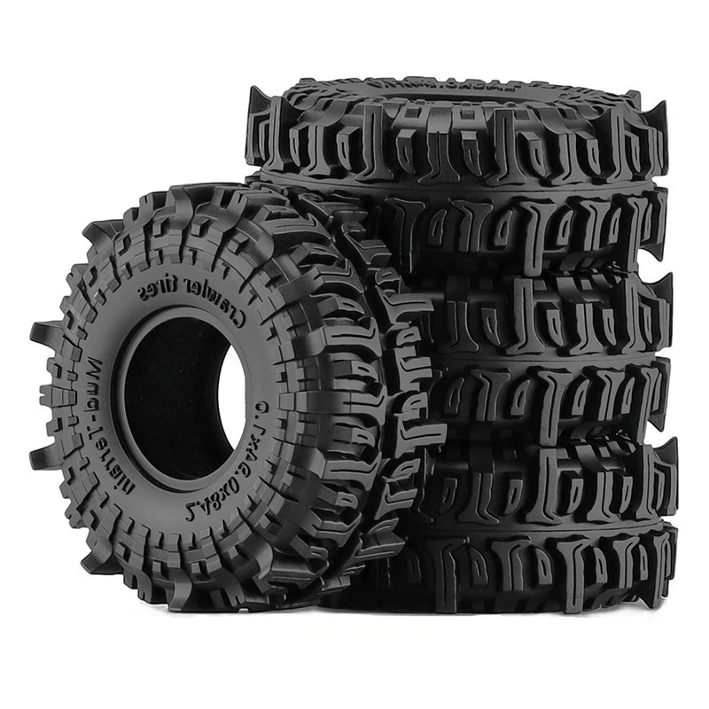 Soft Rubber 1.0 Inch Mud Cralwer Tyres(4Pcs) For 1/24 1/18 Scale Axial SCX24 TRX4M Ascent-18 RC Crawler Car Upgrade