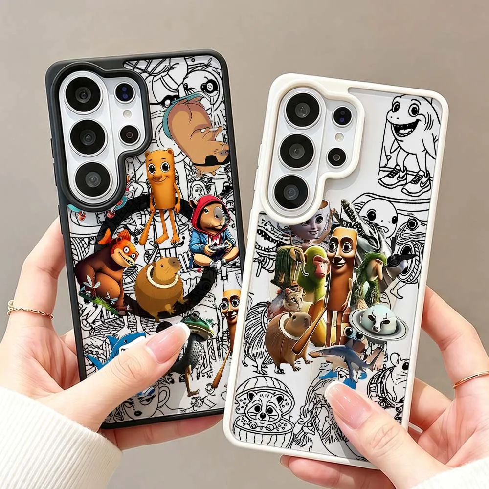 Cartoon Character Group For Samsung Galaxy S26 S25 S24 S23 FE Plus Ultra Wireless Charge Magnetic Magsafe Phone Case