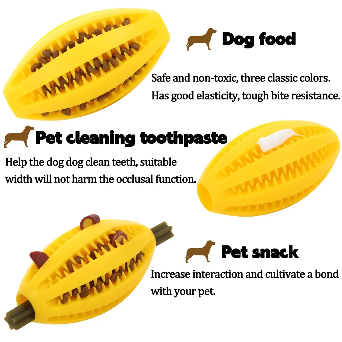 Pet Dog Chew Toys Teeth Cleaning Snack Ball Pet Dog Toy Ball Natural Rubber Super Tough Interactive Bouncy Pet Supplies