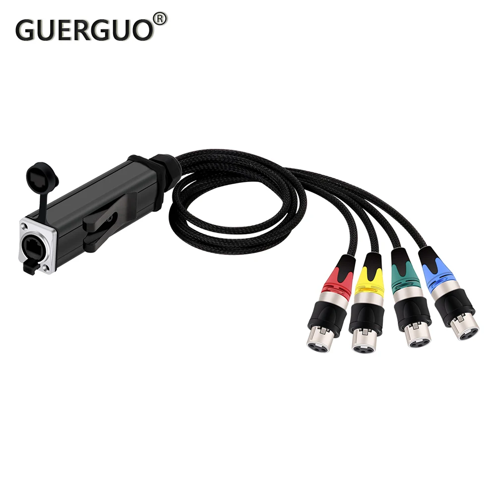 

Audio Waterproof Snake Cable 4 Channel XLR to RJ45 Female Multi Network Breakout for Stage Sound Light and Recording Studio