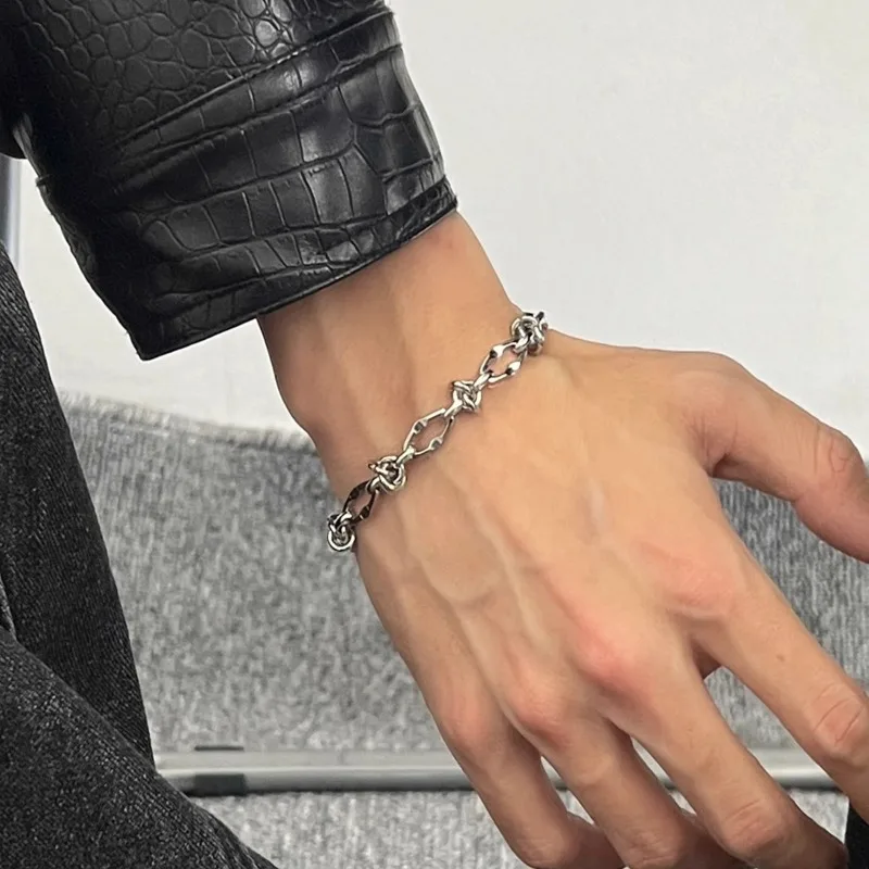 Titanium Steel Thorn Bracelet Silver Plated Homme Acier Inoxydable Men Brecelet Bangles for Pulseras De Hombre Para Hand Chain