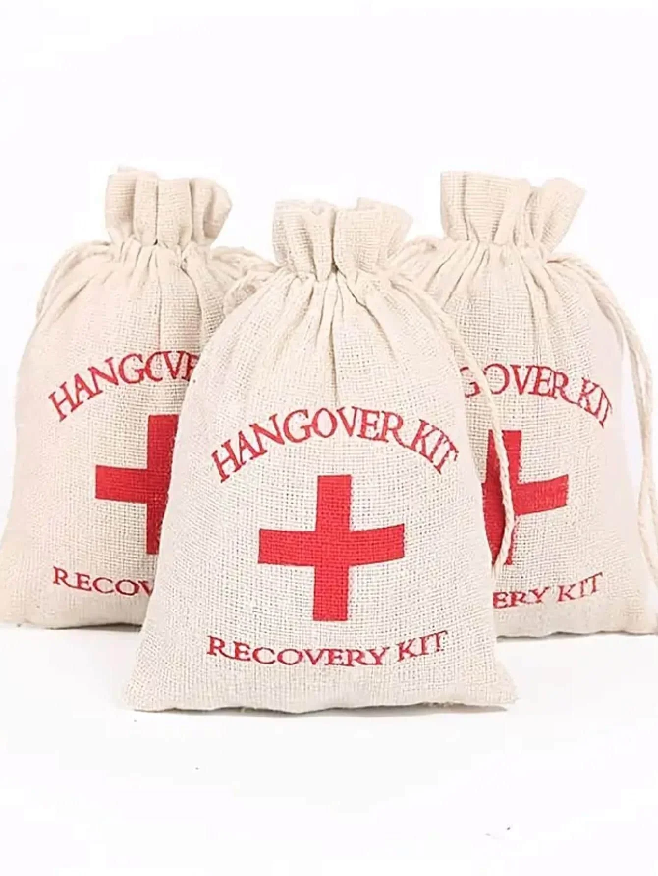 Lote de 10 Kits Antiresaca para Boda, Bolsas de Kit Antiresaca, Kit para Invitados, Regalo de Algodón y Lino, Suministros para Fiestas y Eventos