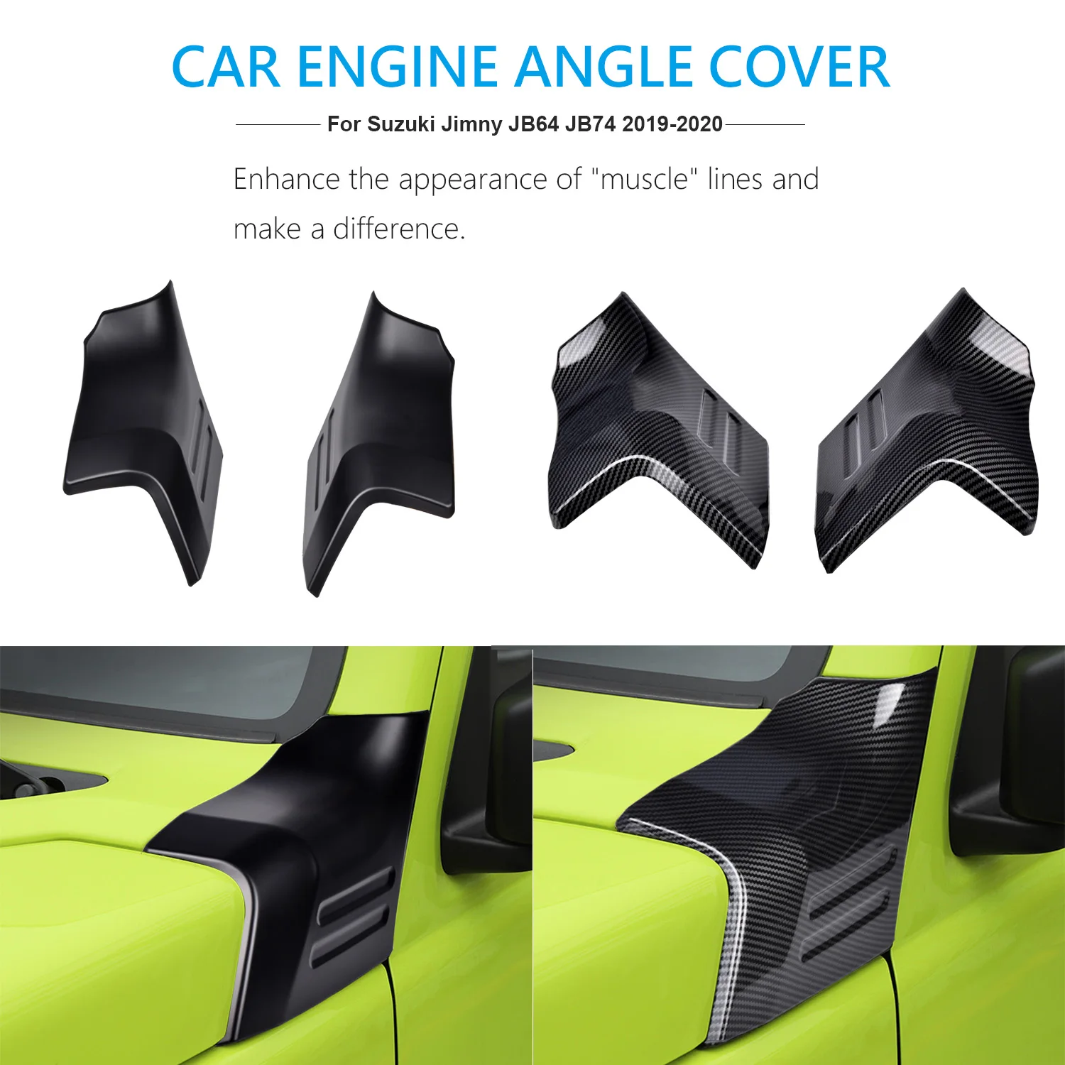 Car Engine Angle Cover Hood Decoration Cover Trim For Suzuki Jimny JB64 JB74 2018-2022  Exterior Styling Pegatinas De Vehículos