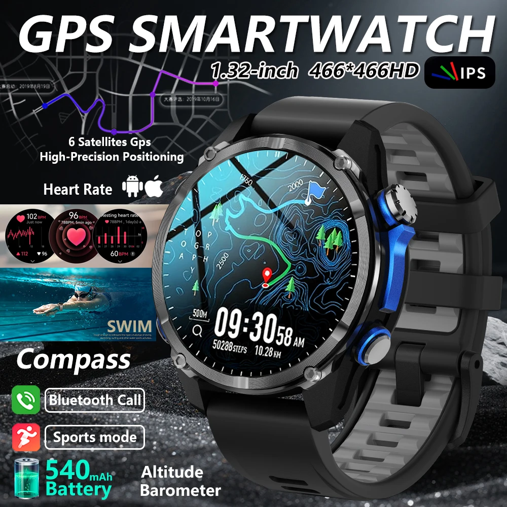

Новые смарт-часы T-Rex 3 Military GPS 2026 года, 1.43" AMOLED, водонепроницаемость 3ATM, встроенный GNSS-компас, спортивные смарт-часы для мужчин, браслет