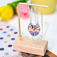 Gradient Color Magnetic Necklace for Women Trendy DIY Heart Stitching Pendant BFF Best Friends Jewelry Girlfriends Gifts 2025