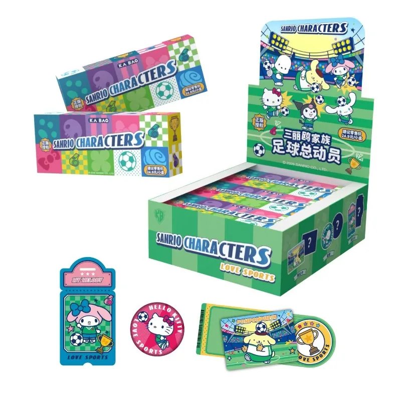 

New genuine Sanrio Family Card Football Player Theme Collection Gift Box Badge Card Peripheral Toys