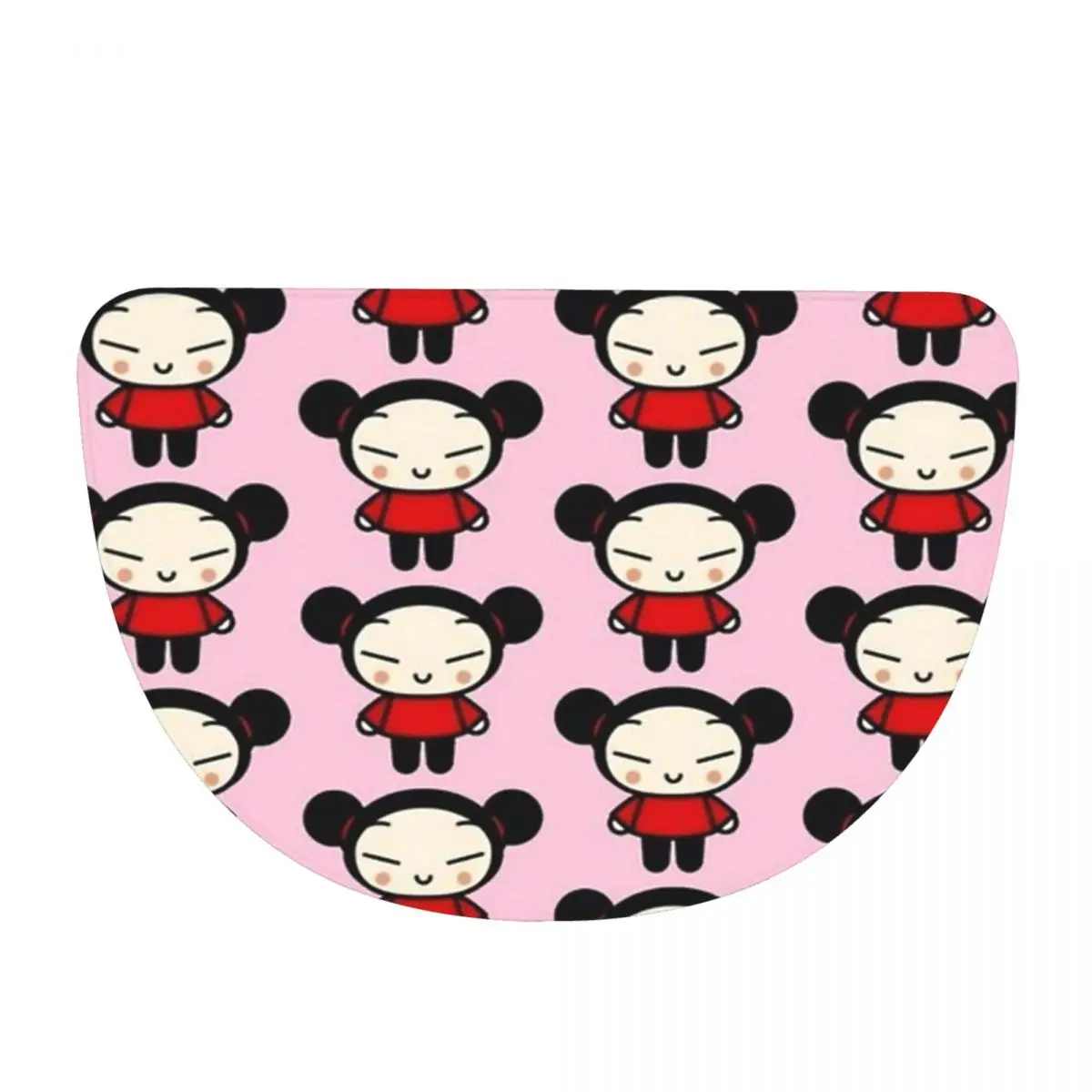 Pucca Soft Flannel Half Round Doormat Non Slip Bathroom Mat Absorbent Floor Carpet for Garage