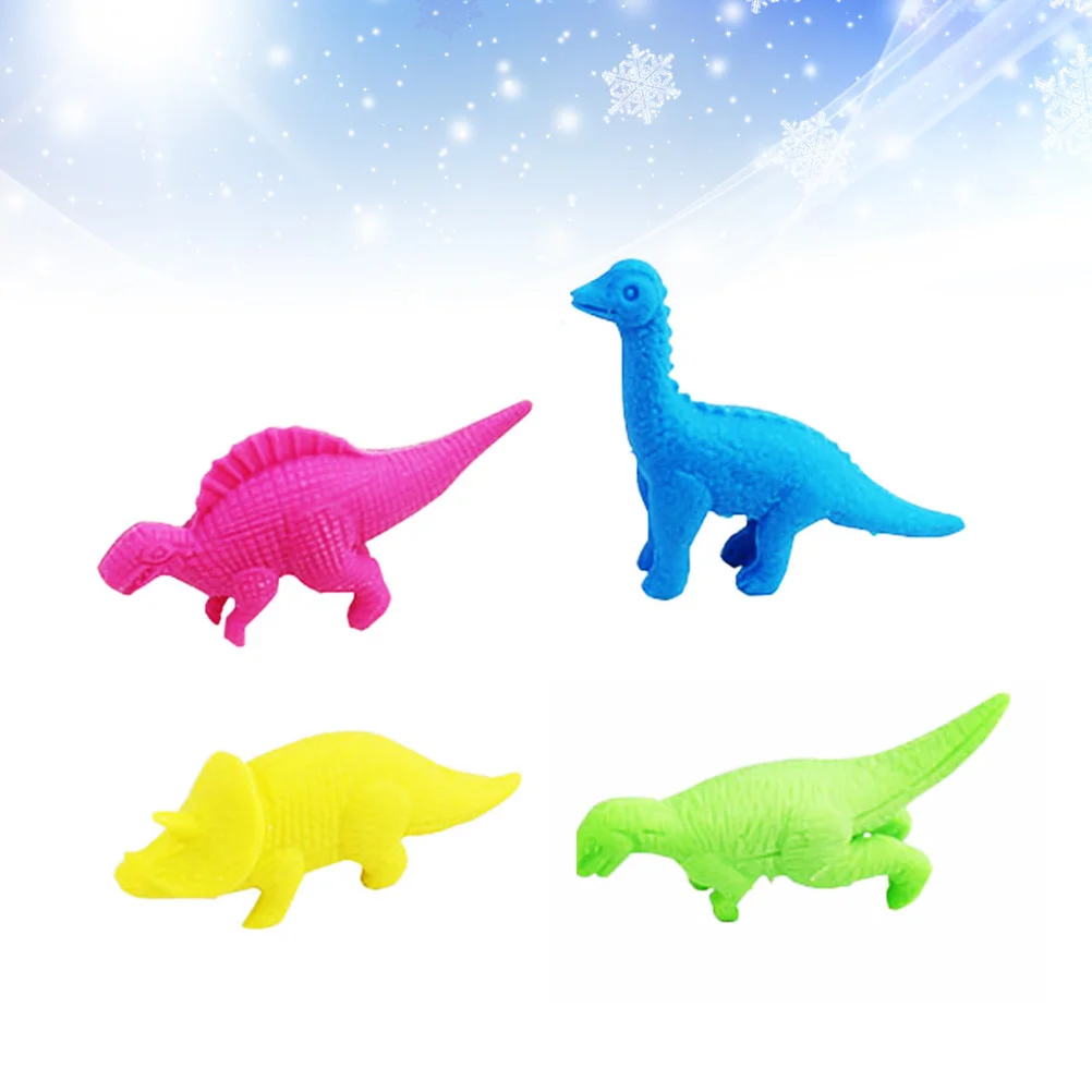 4pcs Cartoon Dinosaur Erasers Creative Stationery Gift School Supplies Classroom Rewards for Kids Students