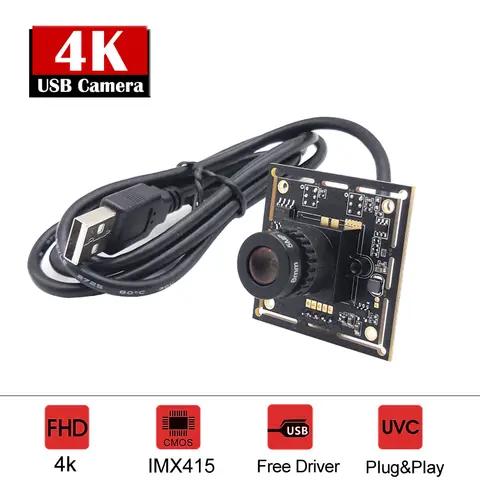 4K USB Webcam Module HD 8MP IMX415 Sensor UVC High Speed 30fps MJPEG 3840x2160 Resolution PCB Video Camera Board