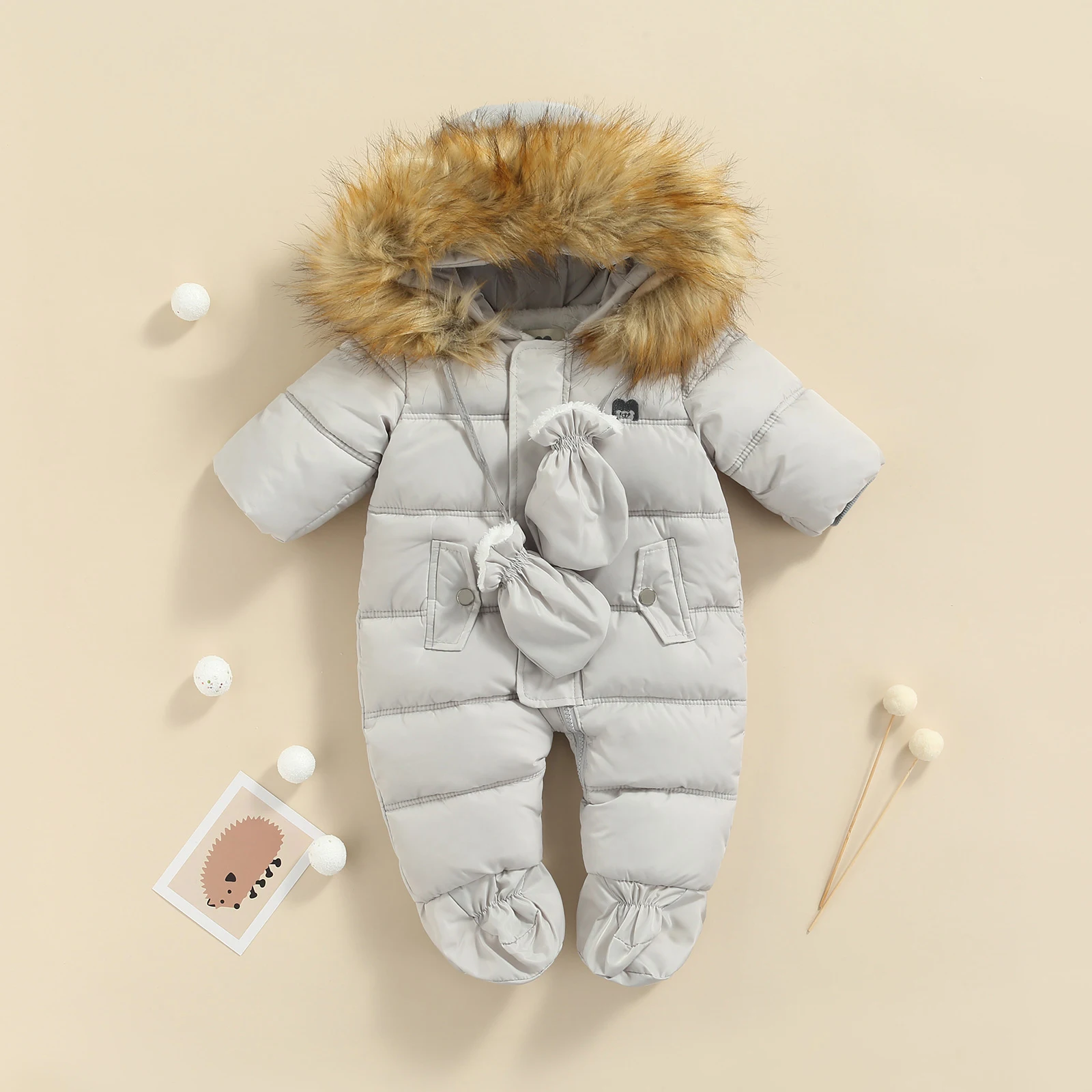 

2025 Fashion Baby Winter Snowsuit Infant Coat Romper Warm Outwear Hooded Puffer Jacket Footie Jumpsuit