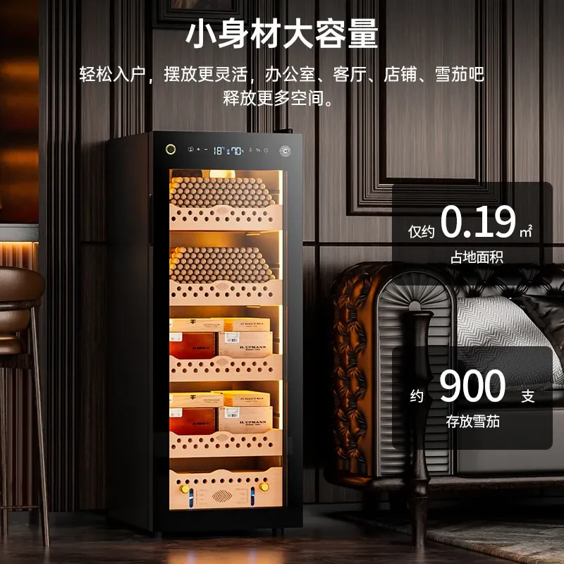Solon 110C Smart WiFi Fingerprint Lock Cigar Humidor with Cedar Wood Liner Compressor Constant Temperature and Humidity