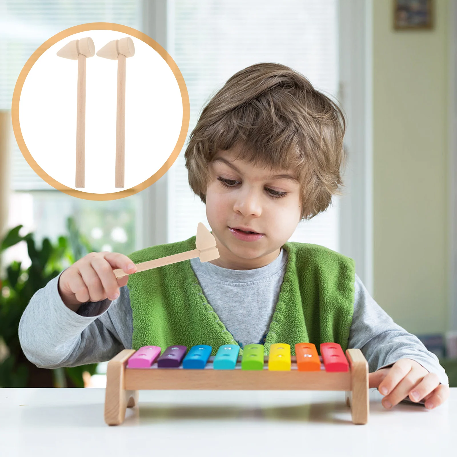 5Pcs Small Wooden Hammer Mini Mallets Portable Hand Training Muscle Development Game Hammer Pounding Tools Gavel