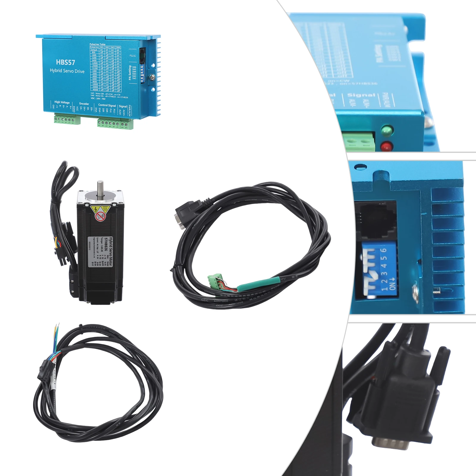 Vollständig geschlossenes Schrittmotor-Kit DC 24V-60V Motor-Treiber-Set mit natürlicher Kühlung für elektronische Geräte – Detail 4