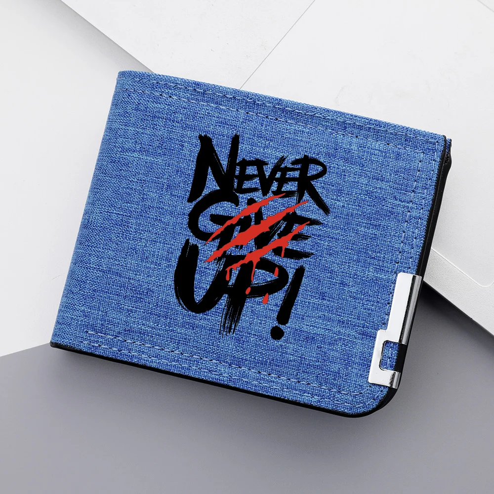 A Personalized Lettering-printed Canvas Men's Short Wallet with Multi-functional Zipper and Coin Pocket
