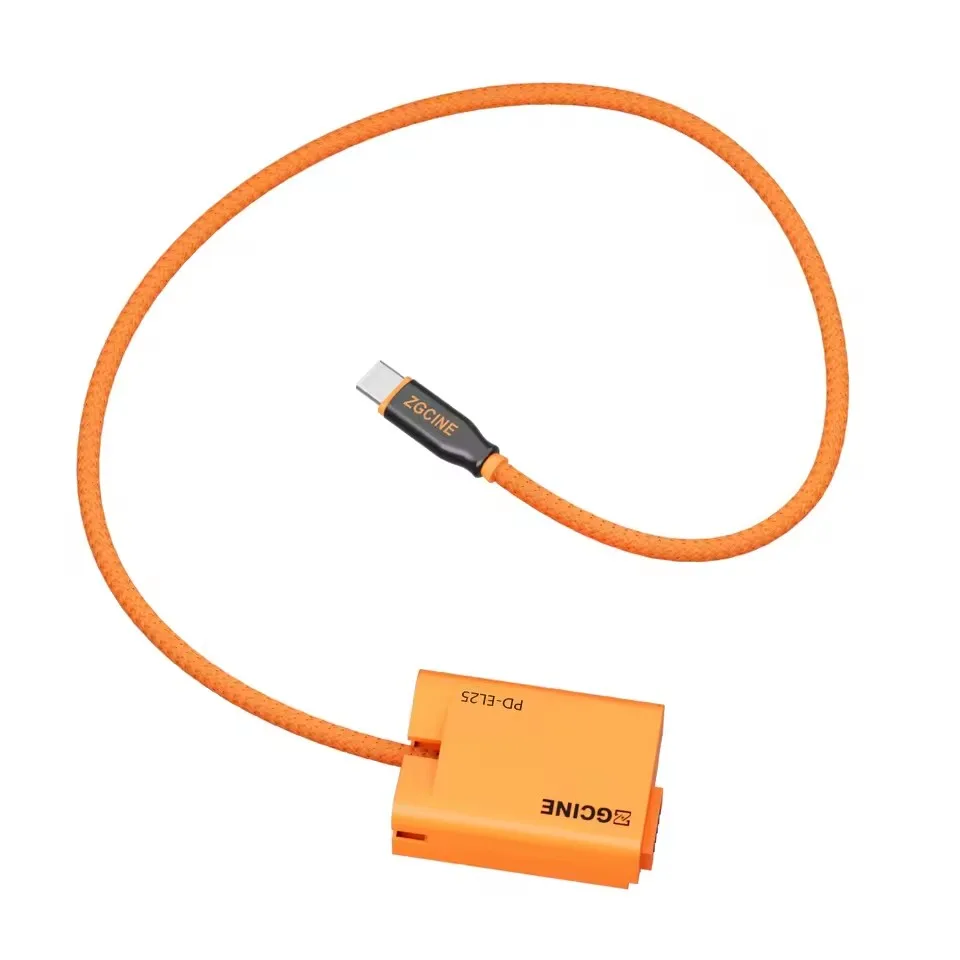 ZGCINE USBC Dummy Battery with Braided Wire Power Cable for EN-EL25 EN-EL15 NP-W235 NP-W126 LP-E17 DMW-BLK22 Cameras