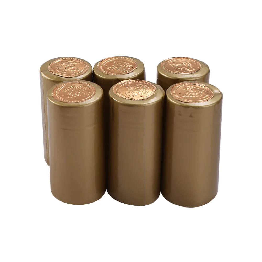 100Pcs PVC Wine Heat Shrinkable Cap Straight Mouth Red Wine Shrink Film Wrap Tear Tab Black Wine Bottle Cap