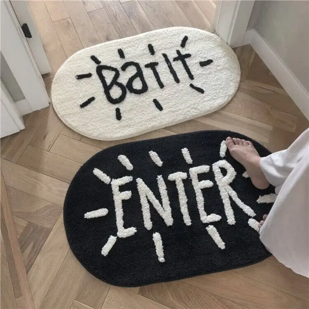 VIKAMA Minimalist Bathroom Mat in Instagram Style Absorbent and Non-Slip Bath Mat Bedroom Entrance Doormat Home Decor