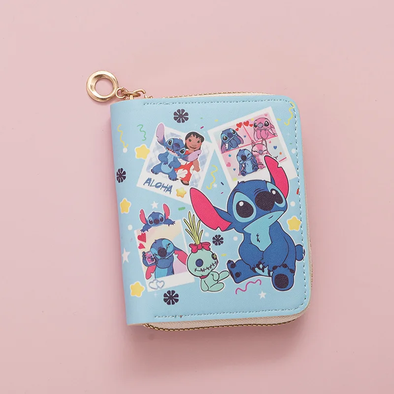 Stitch Wallet Short Zipper Print Student Cartoon Mini Wallet Coin Purse Card Holder Birthday Present Anime Figure  Disney