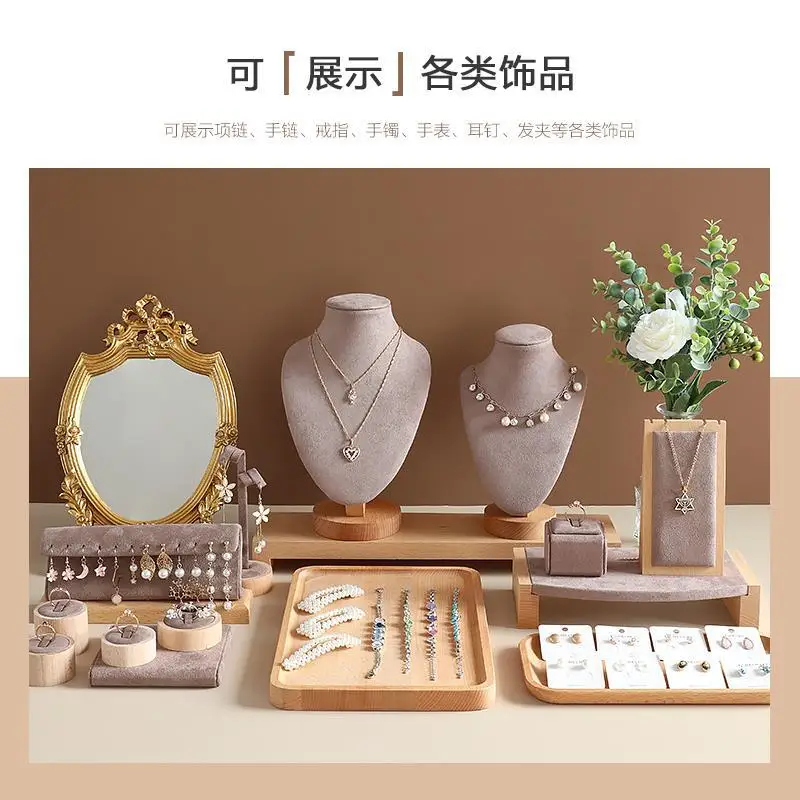 Jewelry Displays Holder Set, Including T Bar Bracelet Display Stand, Necklace Display Stand, Ring Earrings Tray Easels