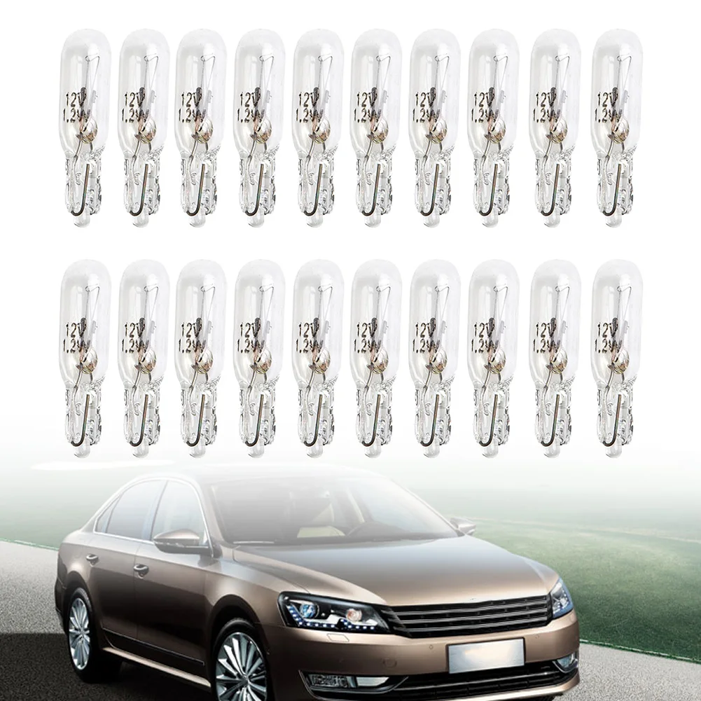 T5 286 Car Dashboard Light Bulbs Set, 20pcs, 12V/12W, Quartz Glass, Halogen Technology, Warm Whites Light, Wedge Bulb Types