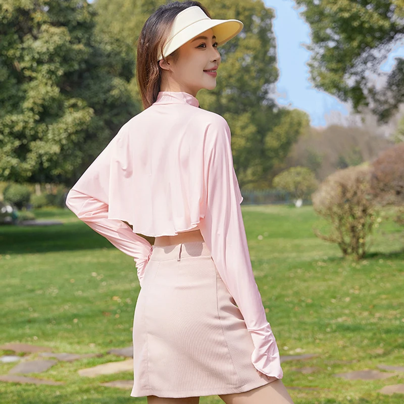 Rimocy Summer Sun Protection Thin Cardigan Women All Match Ice Silk Long Sleeve Crop Tops Woman 2024 Cycling Run Sunscreen Shirt