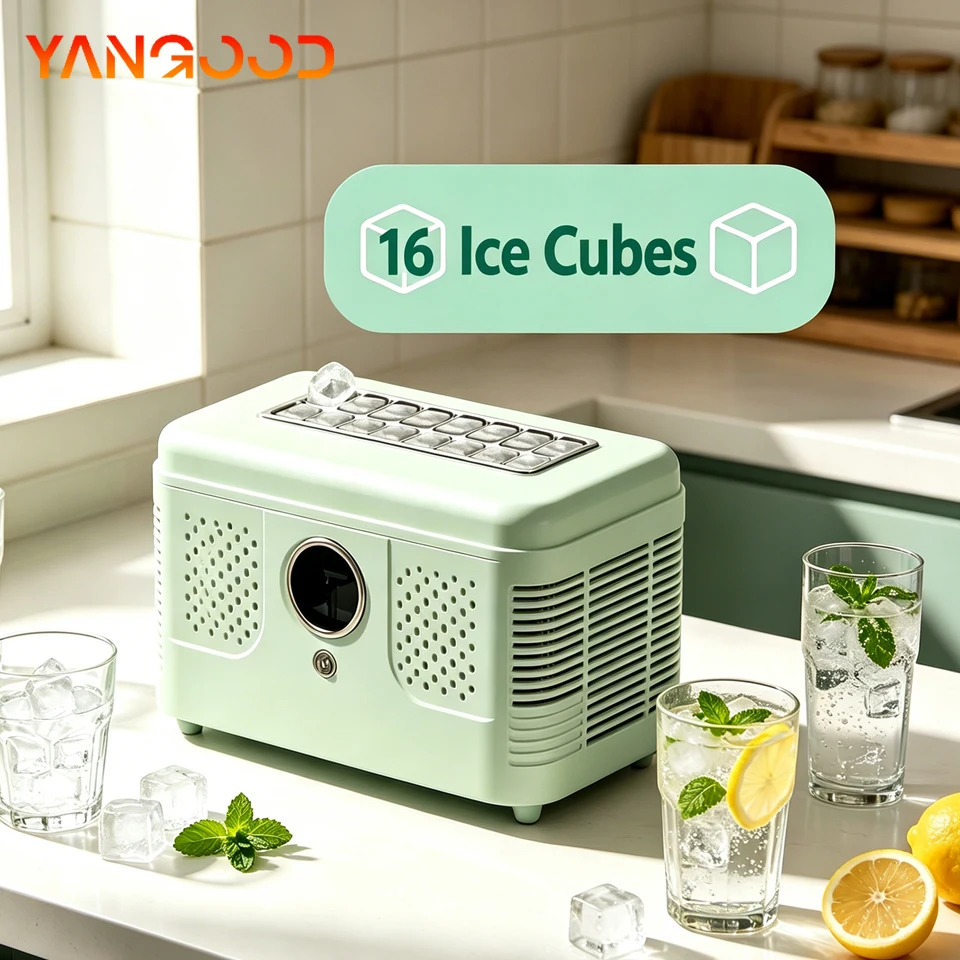 Car Home Use Portable Ice Maker 150W Countertop Ice Maker Machine 16 Cubes15-20 Mins Low Noise Compact Design Ice Box For Campin