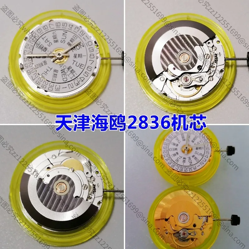 Suitable for Watch Movement, Tianjin Seagull 2836 Movement, Three-pin, Double Calendar, White Machine Gold Machine Original