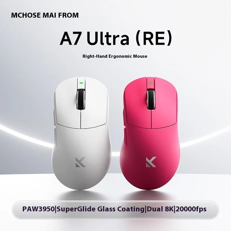 

MCHOSE A7 Ultra RE Gaming Mouse 8000Hz Polling Rate Ergonomic 20000fps 42000DPI 750IPS Esports Gamer 500mAh Mouse for Pc Gift