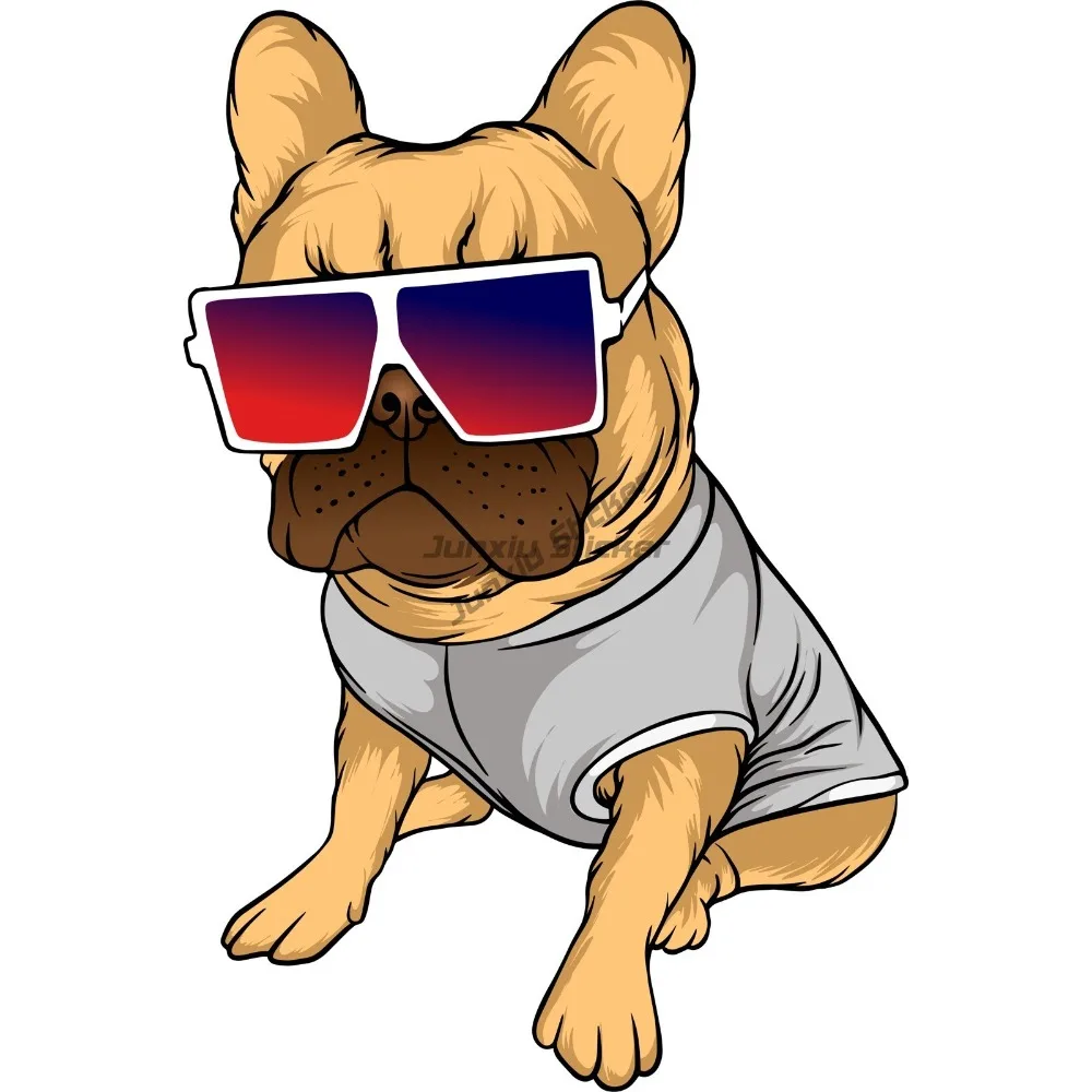 

Dog Sticker Sunglasses Pink Cute French Bulldog Funny Puppy Bumper Windows Windshield Suv Pvc Exterior Accessories
