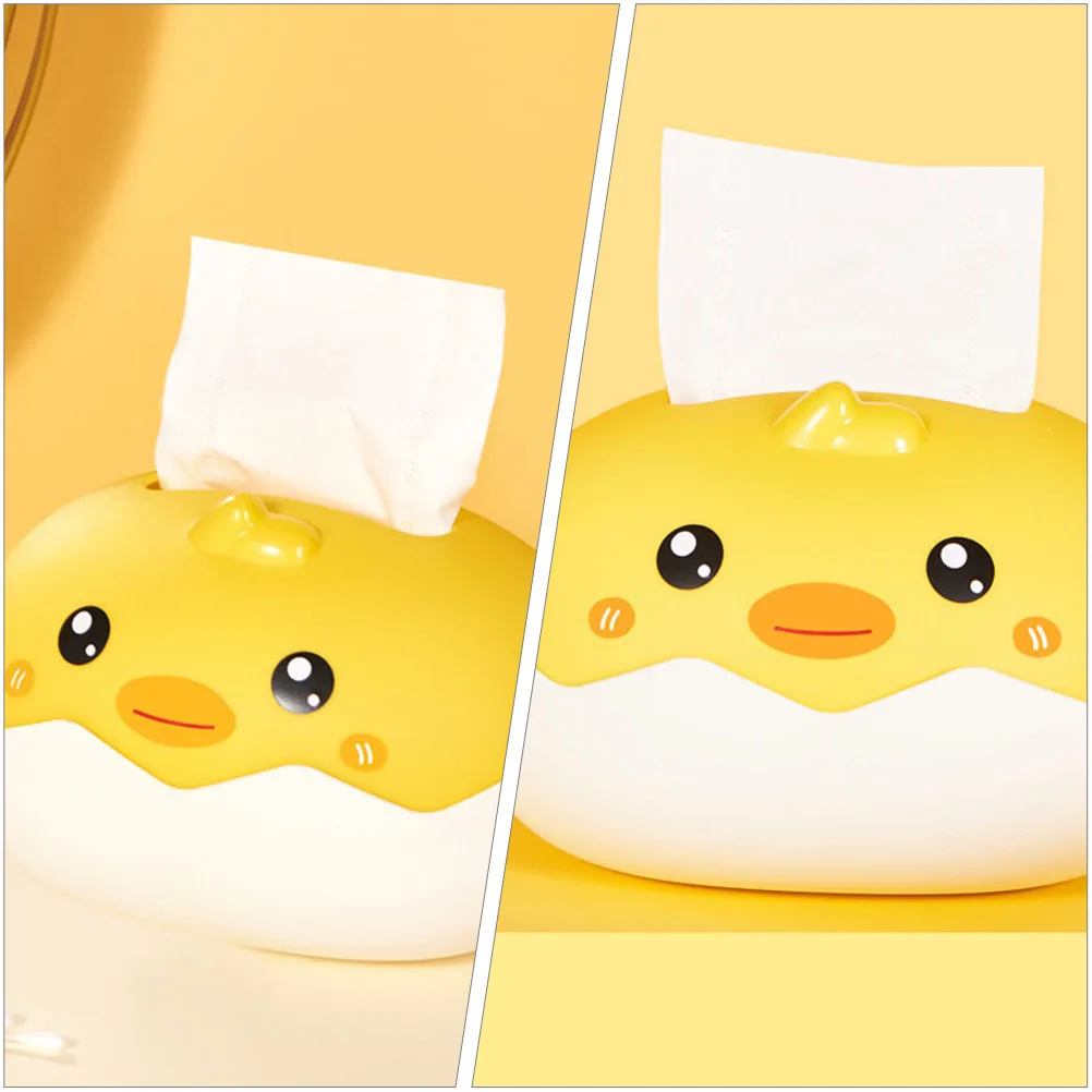 

Creative Tissue Box Cartoon Yellow Duck Plastic Smooth Surface Easy Open Close Lid Large Storage Home Commercial