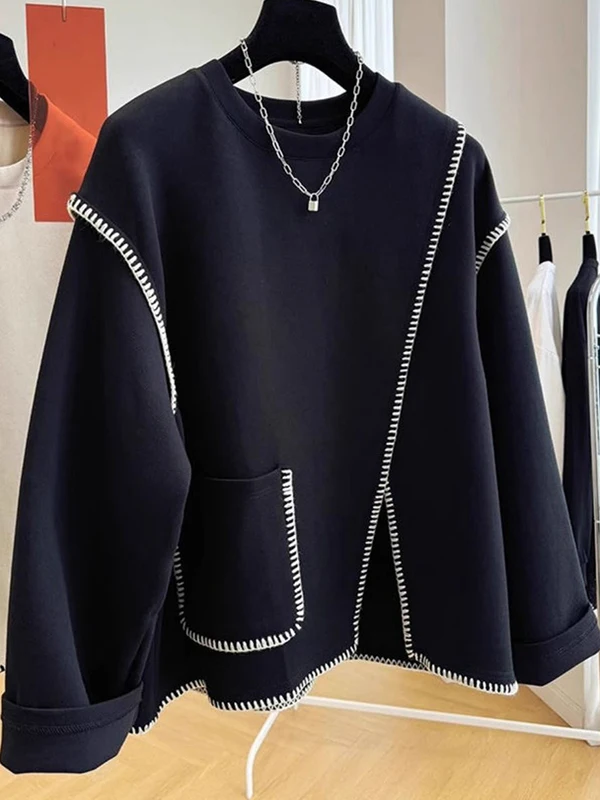 plus Size Sweatirt round Ne Women's Clothing Conceals Flaws Autumn Winter Outerwear Faionable Versatile plus Size Hoodie