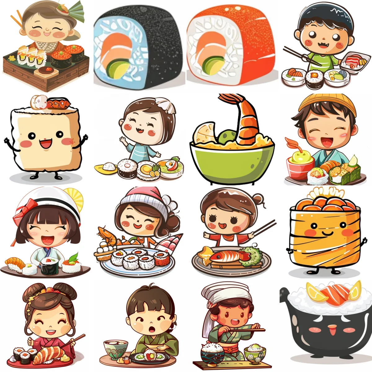 55pcs Burger, Pizza, Coffee Japanese Food Theme Stickers Decorated Notebook Water Bottle Diary Classic Toy Scrapbook DIY Decal