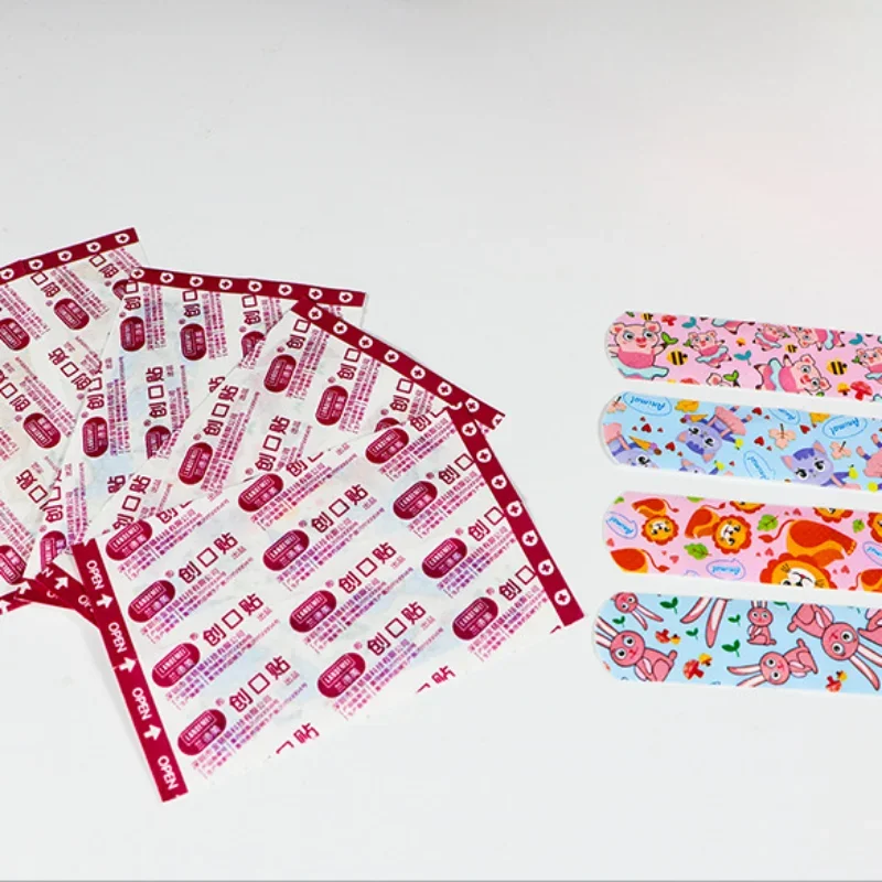 

100 шт./компл., мультяшные пластыри, милые пластыри для кожи, клейкие повязки, полоски для первой помощи, пластырь для повязки на рану для детей