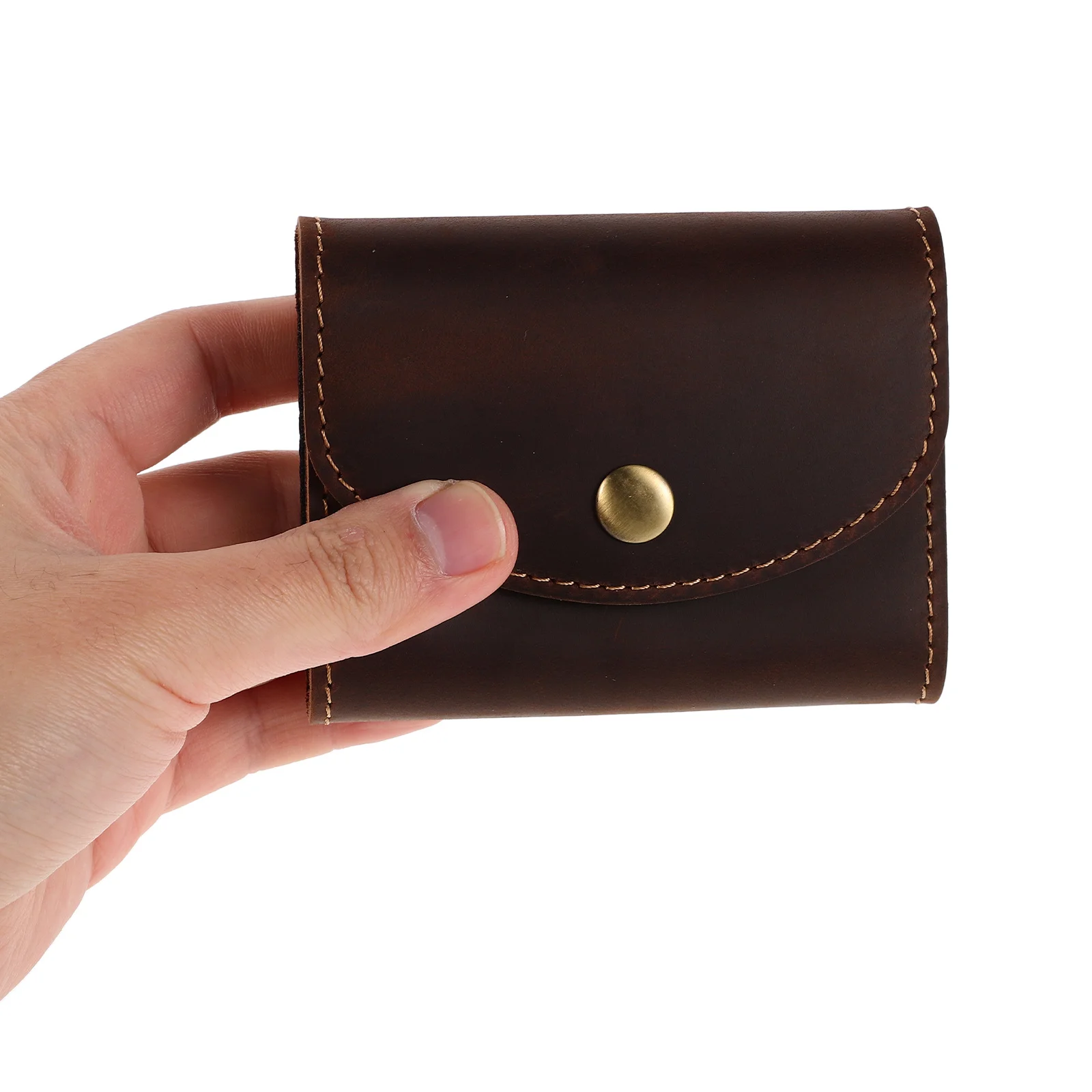 Genuine Cowhide Men Card Holder with Multiple Slots Large Capacity Credit Card Case for Id Business Cards Snap Closure