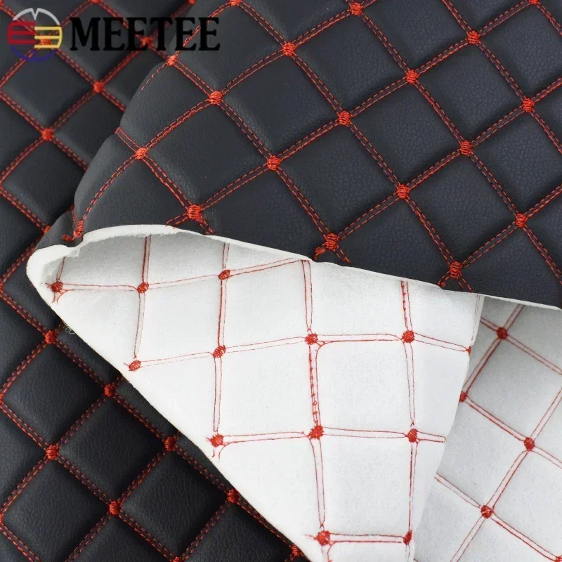 45*160cm Embroidered Plaid Fabric 0.7mm Artificial PVC Leather Fabrics for Sofa Car Interior Seat Cushion Decoration Material