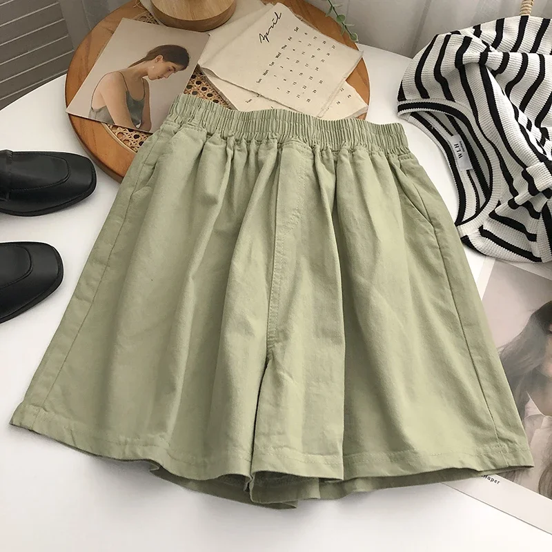 High Waist Wide Leg Pants Women's Summer Korean Sle Loose Fit Cotton Elastic Waist Sports Casual orts Home Wear
