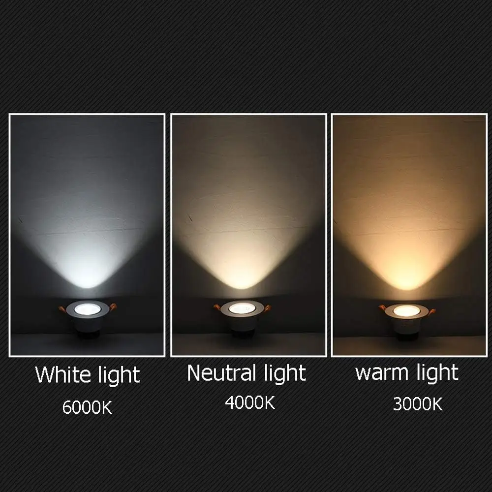 Three Colors IP44 Rated Aluminum Led Downlight 6W Modern Design Ceiling Embedded Indoor Lighting for Home Office & Living Room
