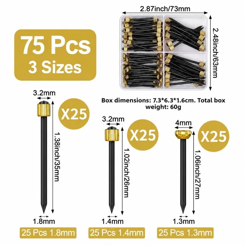 75/90/120pcs 3 Sizes Picture Hanging Nails Damage Free Stable Hooks Picture Hanging Kit Brass Head Photo Hook Hangers