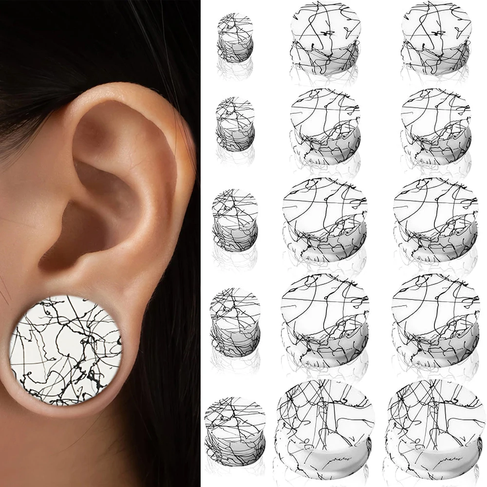 PAIR Silicone Ear Gauge Flexible Soft Double Flared Saddle Ear Plugs  White Ear Stretchers Tunnels Expanders Body Jewelry