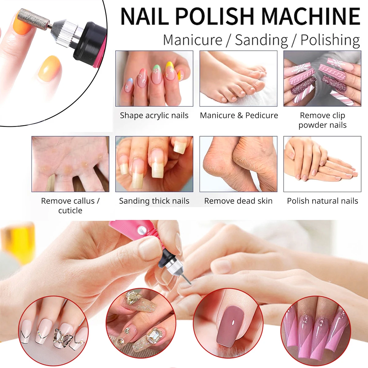 مجموعة أدوات مثقاب الأظافر الكهربائية المحمولة من LULAA، أداة دوارة للأظافر مع كابل USB، هدية عيد الميلاد للنساء #6