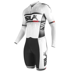 Sila Kids Bike Jumpsuit New Long Sleeve Coverall Pro Team Inline Speed Skating Suit Summer Race Children's Fast Skating Bodysuit